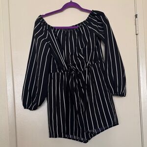 AX Paris Monochrome Striped Off-Shoulder Outfit